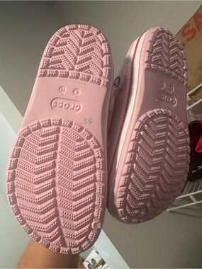 CROCS Kids Pink Slip-On Clogs with White Stripe